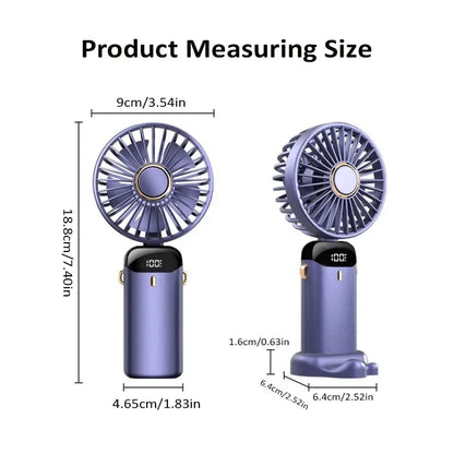 Portable Neck Hanging Fan with LED Display and Stand