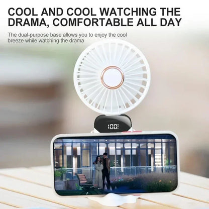 Portable Neck Hanging Fan with LED Display and Stand